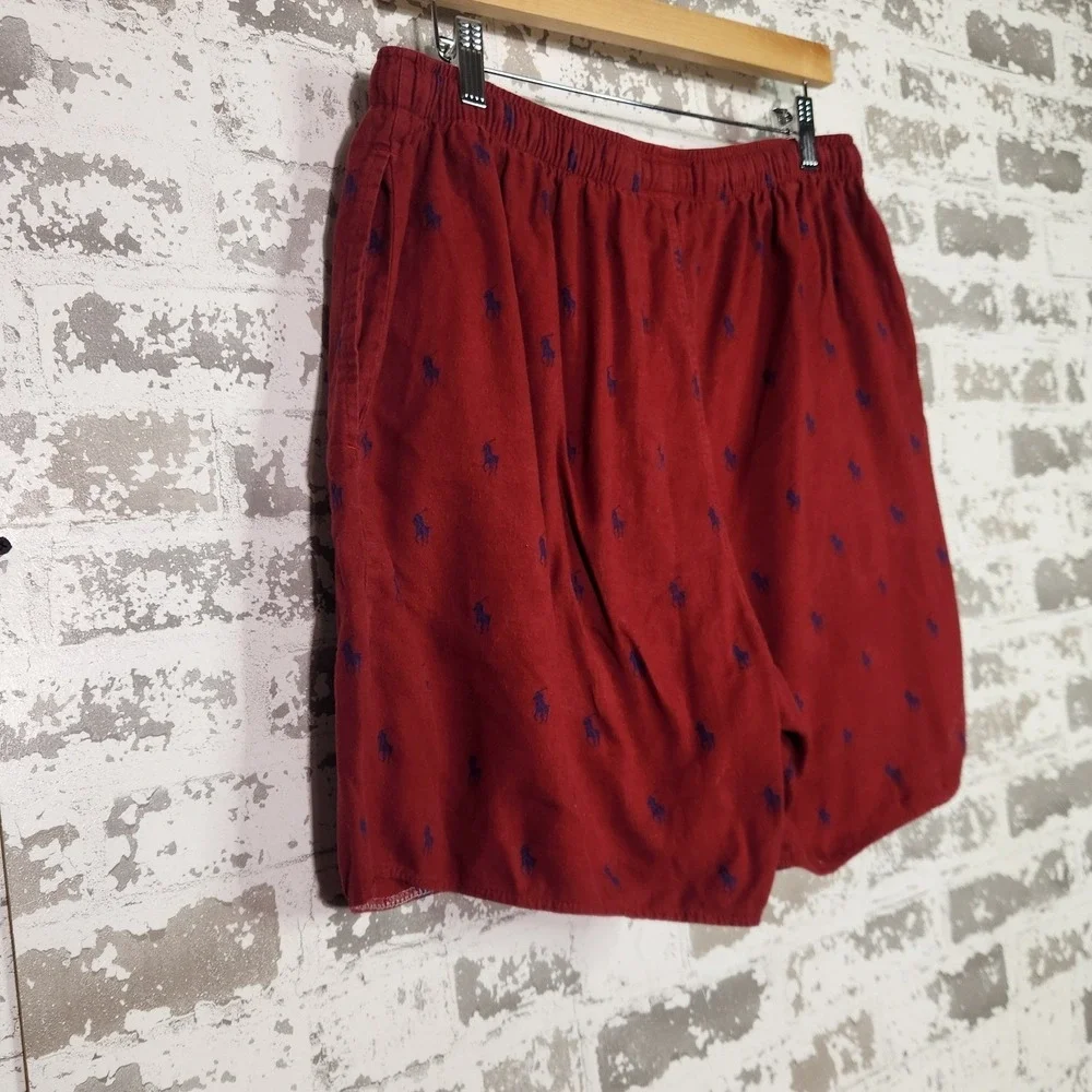 Polo Ralph Lauren Sleep Shorts Mens Large Red Pony Print Pajama Bottoms Preppy
